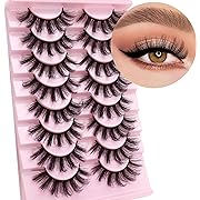 Photo 1 of Ahrikiss Eyelashes, Lashes Natural Look Fluffy Fake Eyelashes Lightweight D Curl 8 Pairs Cat Eye Lashes 15mm Volume Dramatic Lashes Pack (W4)