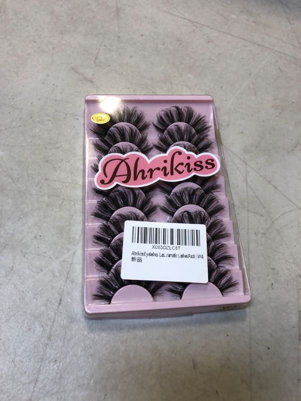 Photo 2 of Ahrikiss Eyelashes, Lashes Natural Look Fluffy Fake Eyelashes Lightweight D Curl 8 Pairs Cat Eye Lashes 15mm Volume Dramatic Lashes Pack (W4)