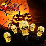 Photo 1 of 5PK Halloween Skull Pathway Lights, Waterproof & Battery Operated Skull Stake Lights for Halloween Decorations Outdoor Garden Yard Pathway Decor