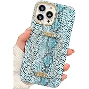 Photo 1 of BANAILOA Compatible with iPhone 14 Pro Max Cute Case with Foldable Stand,Luxury Snake Skin Protective Bracket Case Durable Plating Girly Cover Desinged for iPhone