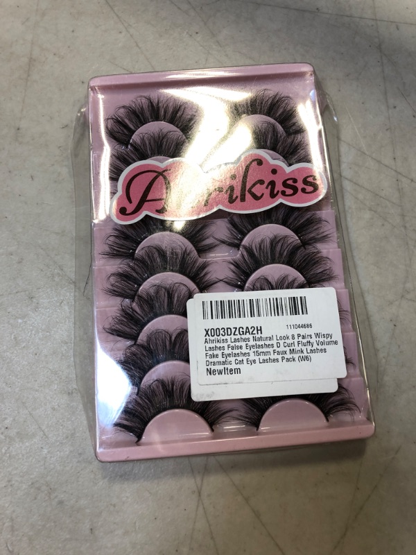 Photo 2 of Ahrikiss Eyelashes, Lashes Natural Look Fluffy Fake Eyelashes Lightweight D Curl 8 Pairs Cat Eye Lashes 15mm Volume Dramatic Lashes Pack (W4)