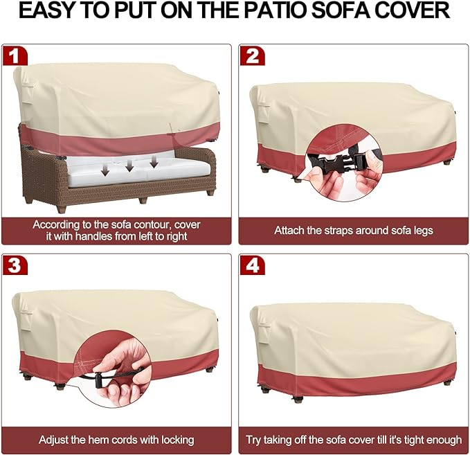 Photo 1 of  Heavy Duty 600D Patio Furniture Sofa Covers, U-COMSO 2-Seater Outdoor Furniture Cover Waterproof for Sofa Loveseat Couch (78" W×34" D×32" H)