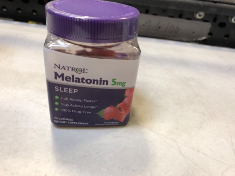 Photo 2 of Exp date 12/2023--Natrol Melatonin 5mg, Dietary Supplement for Restful Sleep, 90 Strawberry-Flavored Gummies, 45 Day Supply 90 Count (Pack of 1)