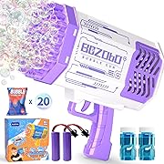 Photo 1 of Bazooka Bubble Gun, Bubble Machine with 2 Batteries, LED Lights, 69 Holes Bubble Machine Gun for Kids Ages 3 4 5 6 7 8 Boy Girl Birthday Party Favors Toddler Outdoor Toys - Bubble Blower Purple