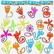 Photo 1 of AUGTHEEP 25 Pack Halloween Sticky Hands Bat Ghost Pumpkin Party Favors for Kids Halloween Goody Bag Filler Treat Bag Stuffers Treats Prizes Includes Greeting Cards and Bags