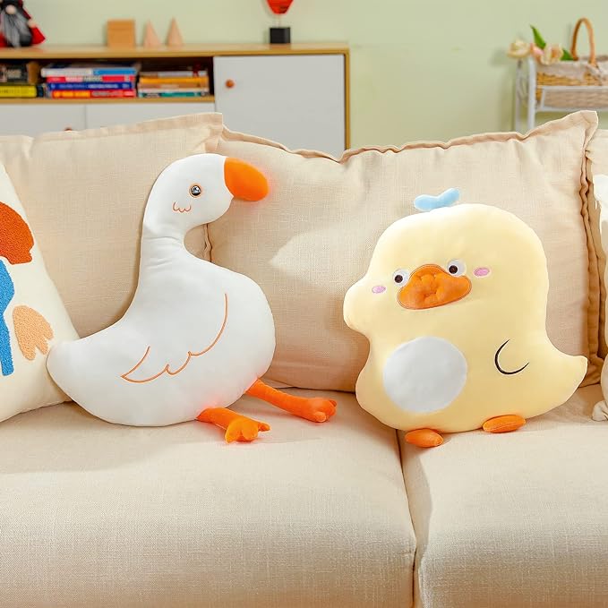 Photo 1 of Cartoon Stuffed Animal Plush Pillow - 17.8Inch Cute Duck Plush Pillow Toys Soft and Comfortable Goose Plush Cushion Multipurpose Design for Bedroom Sofa Car Office Decoration Gift