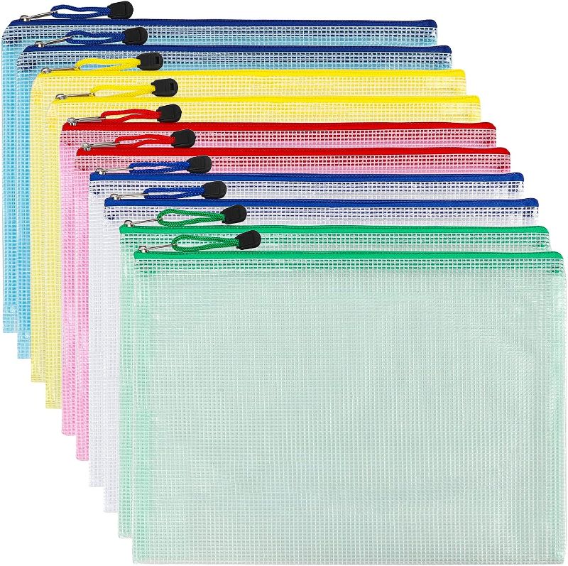Photo 1 of 
EOOUT 10pcs Mesh Zipper Pouch Bags, Zipper Pouches for Organizing, Puzzle Project Bags for Cross Stitch and Organizing Storage, Letter Size A4 Size for Travel and Office Supplies
