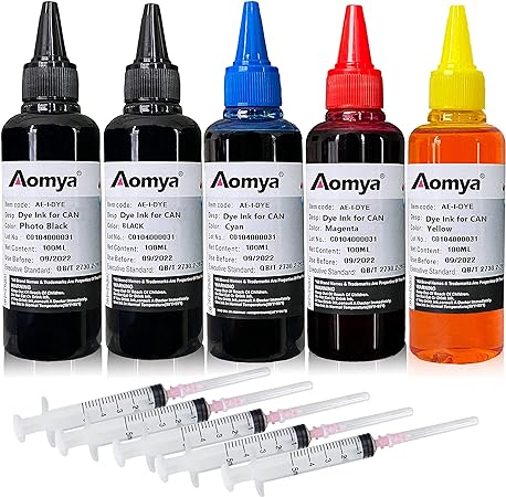 Photo 1 of Aomya Ink Refill Kit 100ml for HP 61 60 62 63 564 920 901 902 932 933 934 940 950 951 952 94 95 96 Inkjet Printer Cartridges Refillable Ink Cartridges CIS CISS System 4 Color Set with 4 Syringes 
