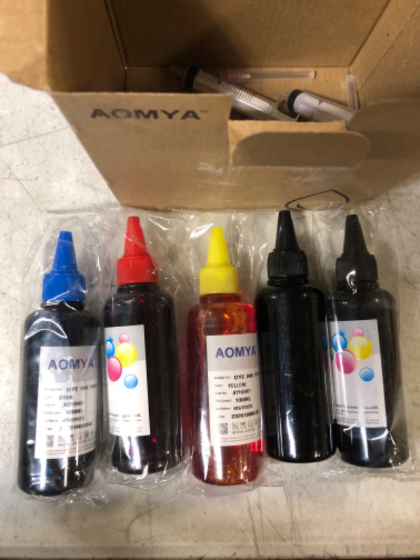Photo 2 of Aomya Ink Refill Kit 100ml for HP 61 60 62 63 564 920 901 902 932 933 934 940 950 951 952 94 95 96 Inkjet Printer Cartridges Refillable Ink Cartridges CIS CISS System 4 Color Set with 4 Syringes 