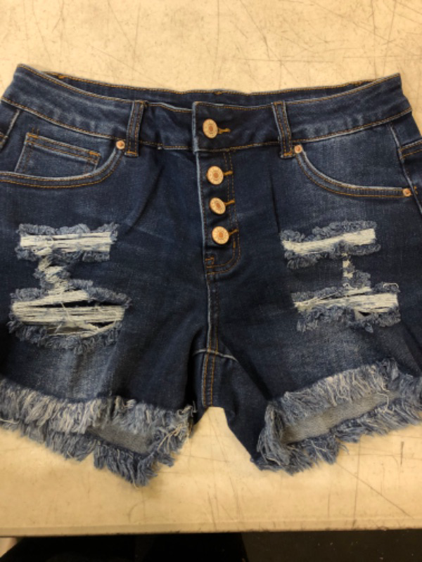 Photo 2 of ZOLUCKY Women's Casual Summer Denim Shorts Mid Waisted Stretchy Ripped Jean Shorts with Pockets Medium