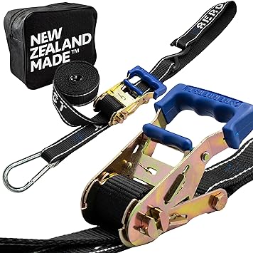 Photo 1 of Aerofast Ratchet Tie Down Straps For Motorcycles | New Zealand Made Motorcycle Tie Down 1.5" x 8" Heavy Duty Dirt Bike Tie Down Straps with Soft Loop & Safety Carabiner | 2,600lbs (2 Pack) Black Color
