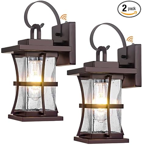 Photo 1 of 2-Pack Dusk to Dawn Outdoor Lighting - Oil Rubbed Bronze Exterior Porch Light Fixtures Wall Mount, 100% Anti-Rust Brown Outside Wall Sconce, Waterproof Dusk to Dawn Wall Lights for House Garage