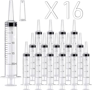 Photo 1 of 16 Pack 20ml Large Plastic Syringe, Catheter Tip Individually Sealed for Liquid, Sterile - Syringes Tools for Feeding Pets, Watering, Refilling, Measuring, Scientific Labs, Oil or Glue Applicatorc