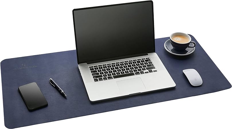 Photo 1 of Gallaway Leather Desk Mat,Desk Writing Pad - Office Desk Pad, Large 36" x 17" Navy Blue, Desk Mats on Top of Desks, Gift Ready Elegant Computer Desk Mat Desk Cover Desk Pad Protector PU Leather
