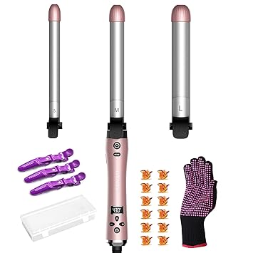 Photo 1 of Automatic Hair Curling Wand-3 Interchangeable Heating Iron Barrels Hair Styling Curler for DIY/Salon Professional Use, LCD Display Fast Heat-UP 430°F Ceramic Coasting for All Hair Types Long/Short