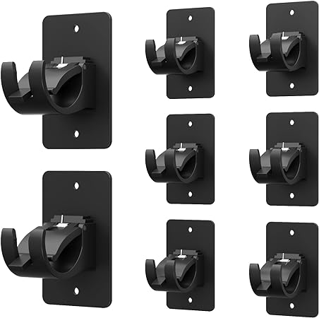 Photo 1 of 8 Pieces Self Adhesive Curtain Rod Bracket, Universal Plastic Curtain Rod Holders, No Drill Curtain Rod Brackets Curtain Rod Hooks for Bathroom, Bedroom, Livingroom, Kitchen (Black)