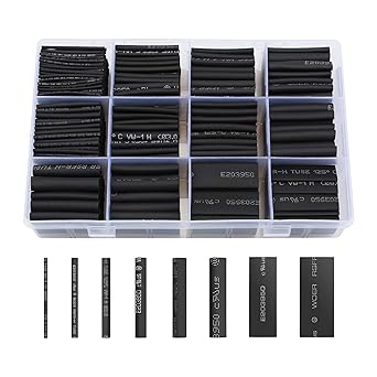 Photo 1 of 650pcs Heat Shrink Tubing Black innhom Heat Shrink Tube Wire Shrink Wrap UL Approved Ratio 2:1 Electrical Cable Wire Kit Set Long Lasting Insulation Protection, Safe and Easy, Eco-Friendly Material