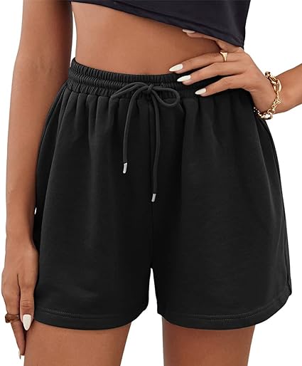 Photo 1 of FEKOAFE Womens Shorts 2023 Comfy Summer Drawstring High Waist Cotton Shorts for Women Trendy Small