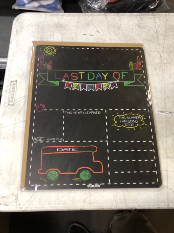 Photo 2 of Personalized First Day and Last Day of School Sign 13" x 16" Large Chalkboard Style Photo Prop Back to School Supplies - 2 Pcs