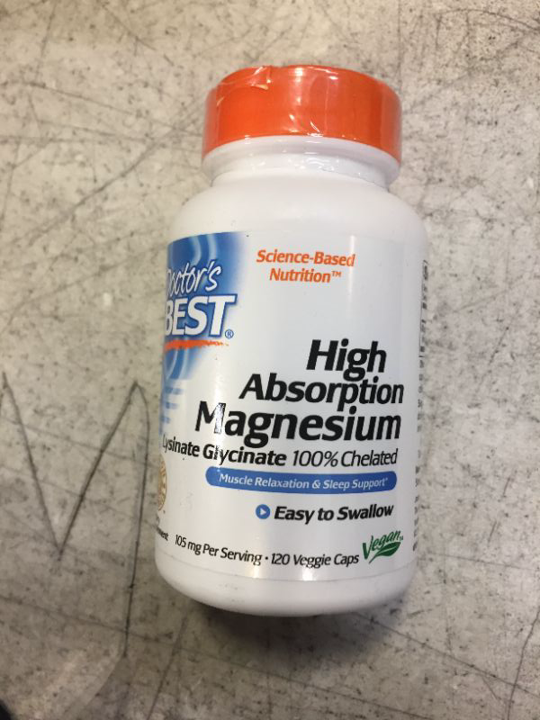 Photo 2 of Doctor's Best High Absorption Magnesium Lysinate Glycinate Capsule, Easy to Swallow, 120 Ct Unflavored 120 Count (Pack of 1)