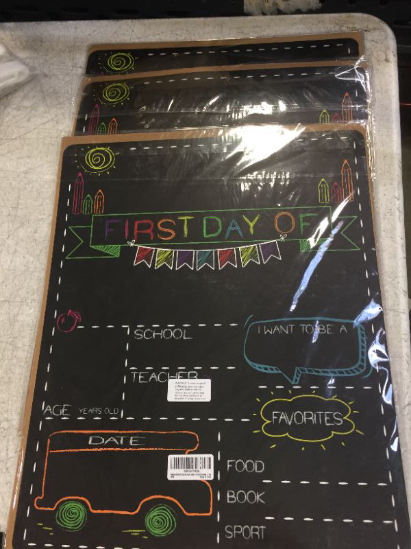 Photo 2 of Personalized First Day and Last Day of School Sign 13" x 16" Large Chalkboard Style Photo Prop Back to School Supplies - 2 Pcs