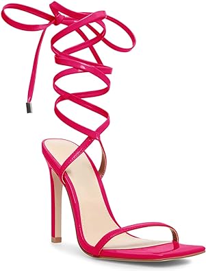 Photo 1 of Ermonn Womens Strappy Lace Up Square Open Toe Stiletto Heeled Sandals High HeeIs Criss-Cross Summer Dress Wedding 6
