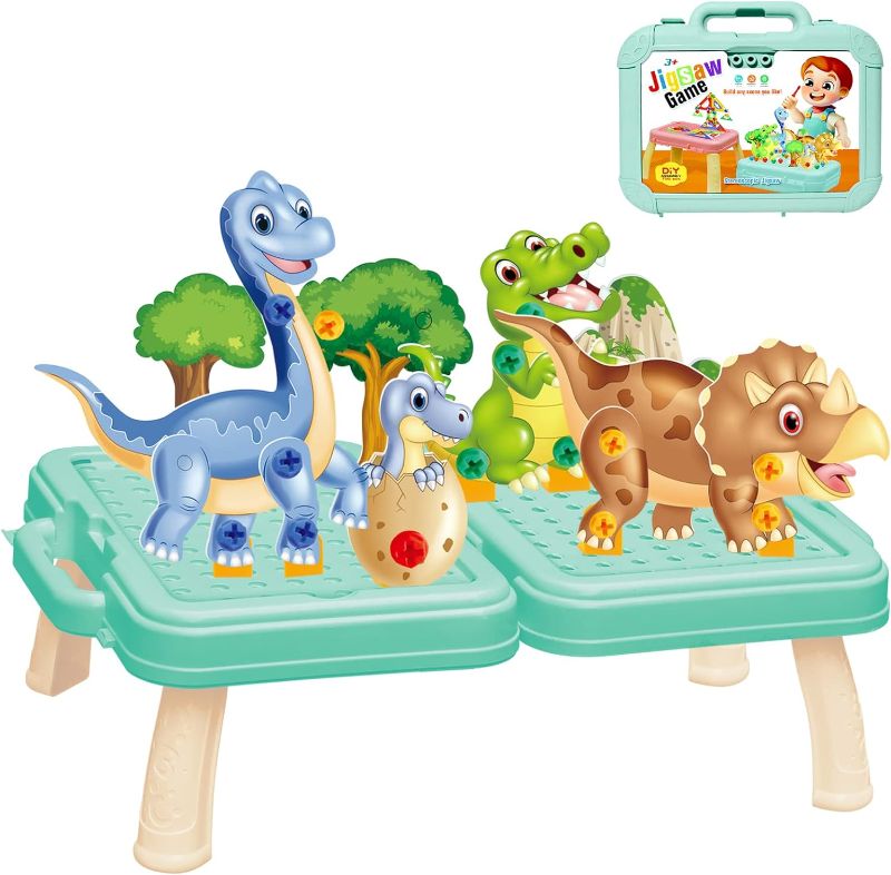 Photo 1 of Children DIY Jigsaw Game, Dinosaur Crocodile Mushroom Nail Stereo Puzzle, for Kids Above 3 Years Old, Containing Screwdriver Screws and Other Plastic Small Tools
