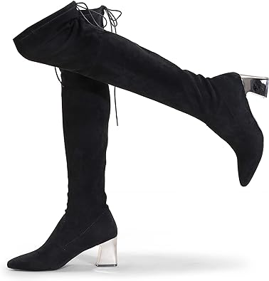 Photo 1 of Hawkwell Women's Comfort Thigh High Boots Black Pointy-toe and High-heel Over The Knee Boots 10.
