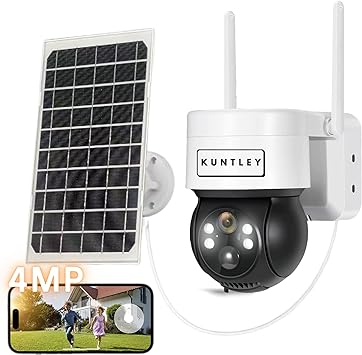 Photo 1 of KUNTLEY 4MP UHD Security Cameras Outdoor Wireless Solar Powered,Pan Tilt 360°View Battery WiFi Security Cameras for Home Security,Color Night Vision, 2 Way Talk, IP65 Waterproof SD/Cloud WiFi Camera
