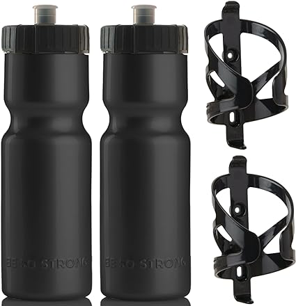 Photo 1 of 50 Strong Bike Water Bottle Holder and Bottle Combo | 2-Pack Bike Water Bottles & Water Bottle Cage | 22 oz Sports Squeeze Water Bottle with Pull Top Cap | Easy to Install Bike Cage | Made in USA

