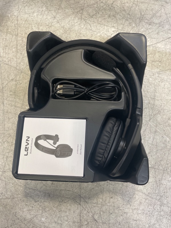 Photo 2 of LEVN Bluetooth Headset with Microphone, Trucker Bluetooth Headset with AI Noise Cancelling & Mute Button, Wireless On-Ear Headphones 60 Hrs Working Time, for Trucker Home Office Remote Work Zoom LE-HS012