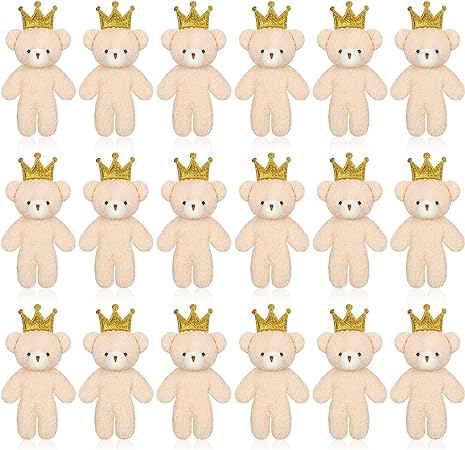 Photo 1 of 18 Pieces Mini Bear Toy 4.7 Inch Stuffed Tiny Bear Jointed Bear Soft Tiny Bear Doll for DIY Keychain Birthday Wedding Xmas Decorations Party Favor (Crown Style)
