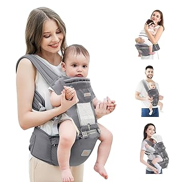 Photo 1 of Baby Carrier with Hip Seat, Mumgaroo Baby Carrier Newborn to Toddler All Seasons & All Position Hip Baby Carrier with Hood & Extra Safety Belt, Baby Holder Carrier for Breastfeeding, Infant & Toddler
