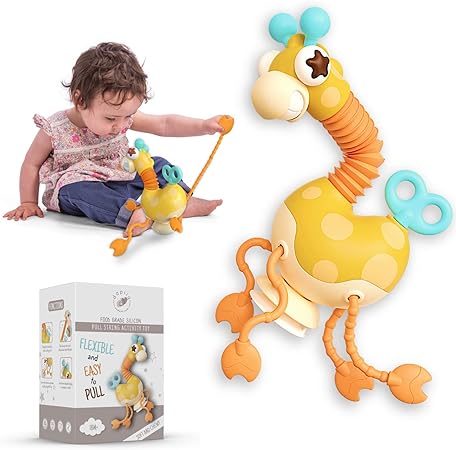 Photo 1 of Giraffe Montessori Baby Pull String Toy for 18M+, Fine Motor Pull Toy for Skills and Tactile Stimulation, Multifunctional Activity String Toy, Airplane Travel Toys for 1 Year Old +
