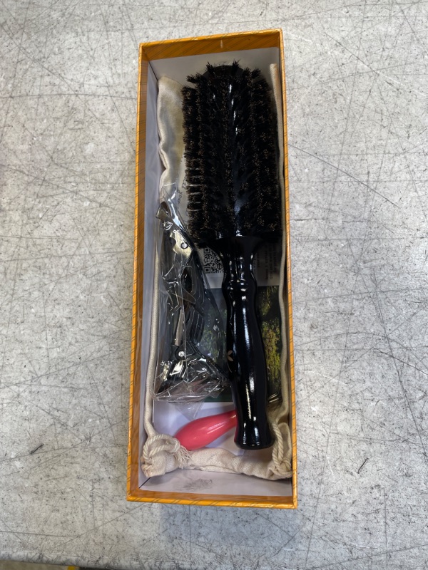 Photo 2 of Belula Boar Bristle Round Brush for Blow Drying Set. Round Hair Brush With Large 2.7” Wooden Barrel. Hairbrush Ideal to Add Volume and Body. Free 3 x Hair Clips & Travel Bag.
