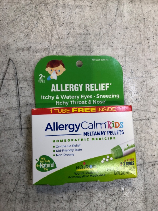 Photo 2 of Boiron AllergyCalm Kids Pellets for Relief from Allergy and Hay Fever Symptoms of Sneezing, Runny Nose, and Itchy Eyes or Throat - 240 Count, White exp- 2027