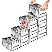 Photo 1 of 10 Pcs Large 7 Grid Wardrobe Clothes Organizer With Handle, 14.2 x 9.8 x 7.9 Inch Foldable Mesh Clothes Storage Organizer for Closet, Washable Clothing Clothes Storage Box for Jeans Pants T-shirts