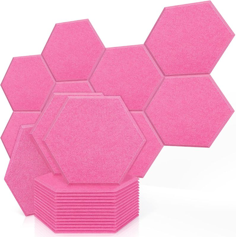 Photo 1 of 12 Pack Acoustic Panels, Hexagon Soundproof Wall Panels Proijeut 14 X 13 X 0.4 In Sound Proof Panels for Walls - Sound Panels High-Density Fireproof for Music Studio Acoustic Treatment - Pink