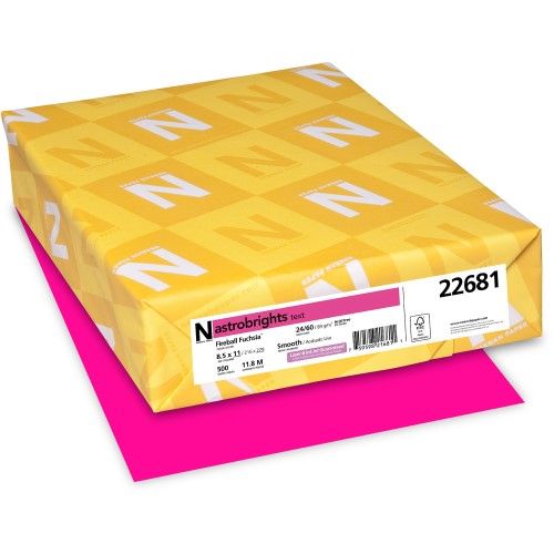 Photo 1 of Astrobrights Color Multi-Use Printer & Copier Paper, Letter Size (8 1/2in X 11in), Ream of 500 Sheets, 24 Lb, Fireball Fuchsia (Min Order Qty 5) MPN:2
