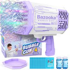 Photo 1 of Bubble Machine Blaster - Purple Bubble Gun for Kids, Adults, Automatic Bubble Machine Gun with 69 Holes, LED Lights, 5000 Bubbles per Minute, Funny Toy Bubble Blaster Gun for Outdoor Activity
