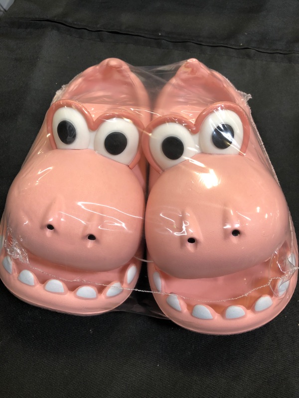 Photo 2 of Cute Dinosaur Slides Slippers for Women Men Adults Cartoon Soft Comfy Non-Slip Kids Cloud Slippers Toddler Boys Girls Open Toe Thick Sole Sandals Unisex Summer Beach Shower Home House Platform Shoes SIZE 4 WOMENS