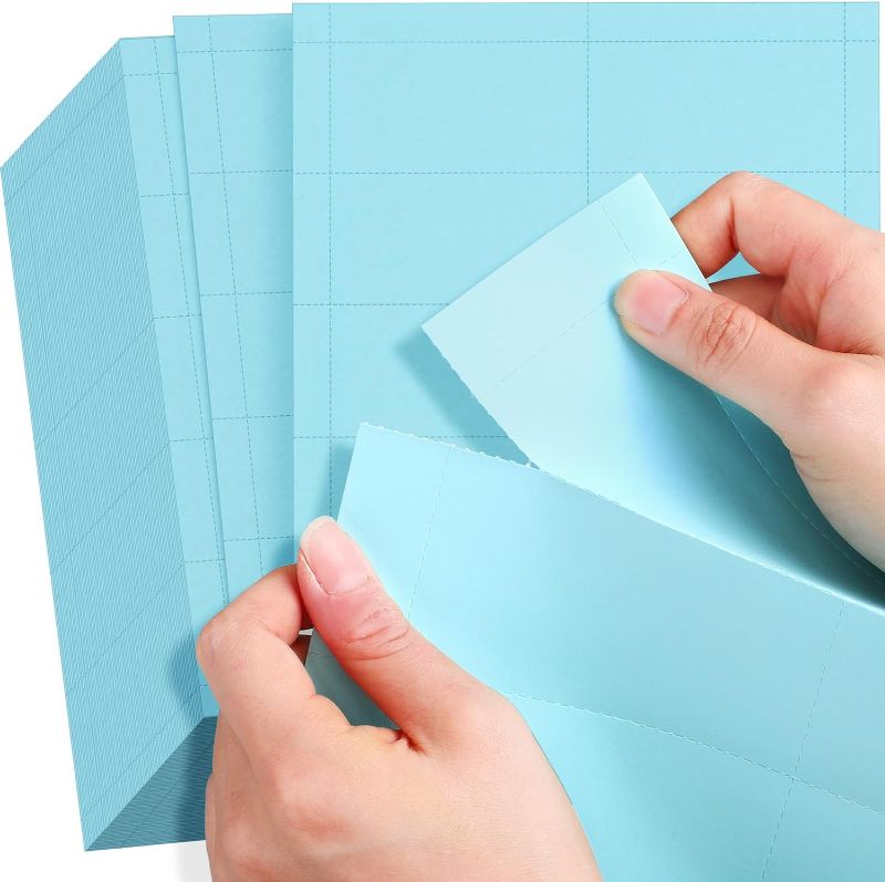 Photo 1 of Outus 300 Pcs Blank Printable Business Cards 180 Gsm Mini Note Index Perforated Card Stock Compatible with Laser and Inkjet Printer Double Sided Printing Matte Paper 10 Cards, 2" x 3.5" (Light Blue)