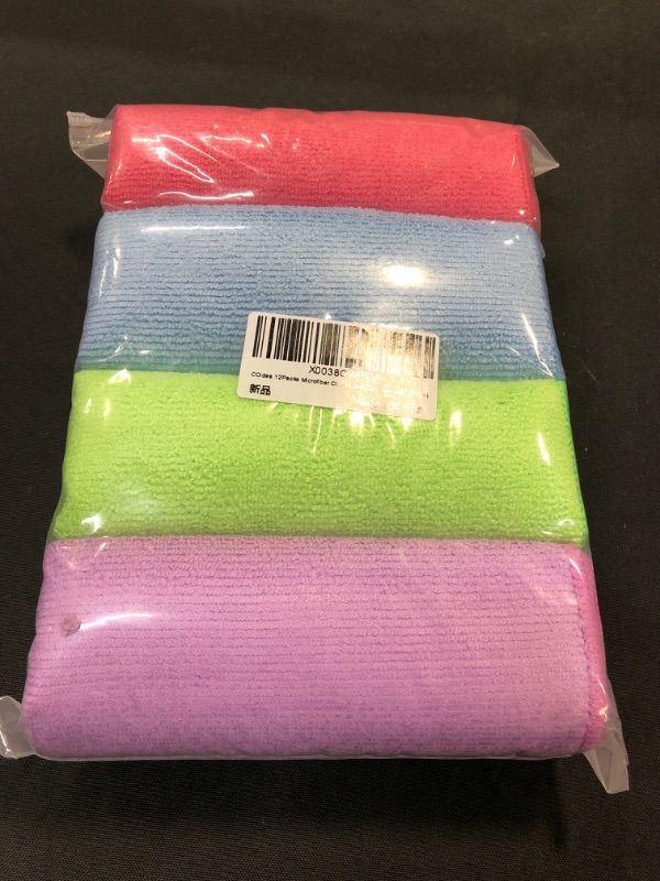 Photo 2 of 12 Pack Microfiber Cleaning Cloth Reusable Cleaning Rags Kitchen Dish Towels Set, Soft Lint Free Cleaning Rags for House, Bathroom, Car Care 