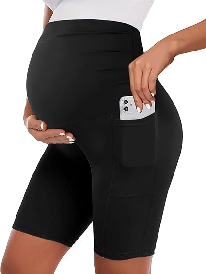 Photo 1 of  Maternity Shorts Over The Belly Pregnancy Biker Shorts Summer Workout Running Active Yoga Short Pants LARGE