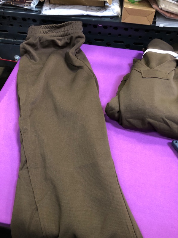 Photo 3 of WOMENS 2 PC PANTS SET LONG SLEEVE BELL BOTTOM PANTS DARK BROWN XL