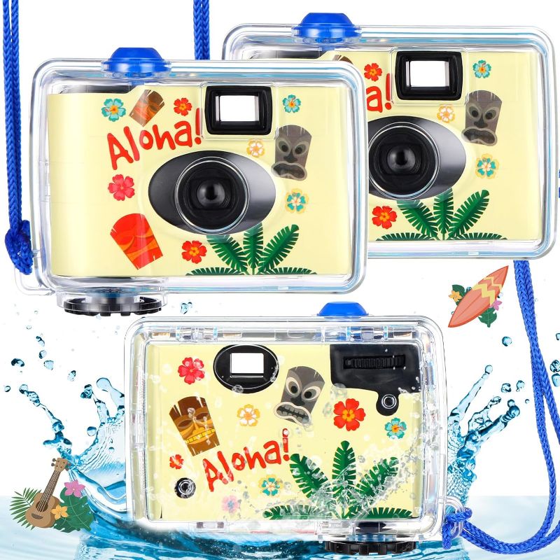 Photo 1 of Xuhal 3 Pcs Disposable Camera Waterproof 35 mm 400 ASA/ISO Film Single Use Camera with Flash Pool Underwater One Time Camera 24 Exposure for Summer Beach Camp Snorkeling Trip Adult Teens (Classic)