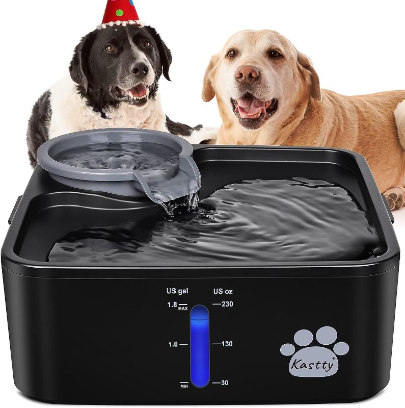 Photo 1 of 2 Gallon Dog Water Fountain Ultra Large/Wide Pet Fountain BPA-Free Premium Cat Fountain with 5 Filtration& Smart Safe Pump& LED Shortage Reminder, Great for Large Dogs Cats& Multi-Pet Home