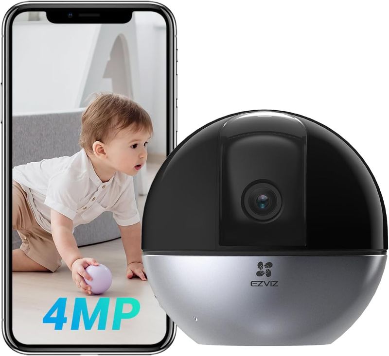 Photo 1 of EZVIZ 4MP Indoor Camera PTZ with AI Human Detection, 2K Pan Tilt Security, Baby/Pet Monitor, Night Vision, 4X Auto-Zoom, Motion Tracking | C6W