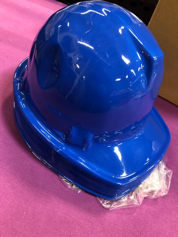 Photo 2 of 48 Pieces Party Construction Hats Kids Worker Hard Hat Plastic Builder Hat for Boys Girls Dress up Birthday Supplies (Blue)