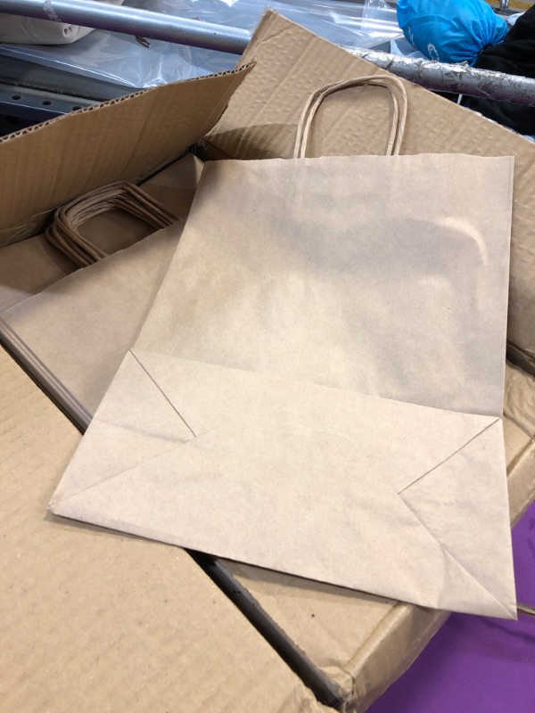 Photo 1 of  Kraft Paper Bags 100 Pcs Kraft Shopping Bags